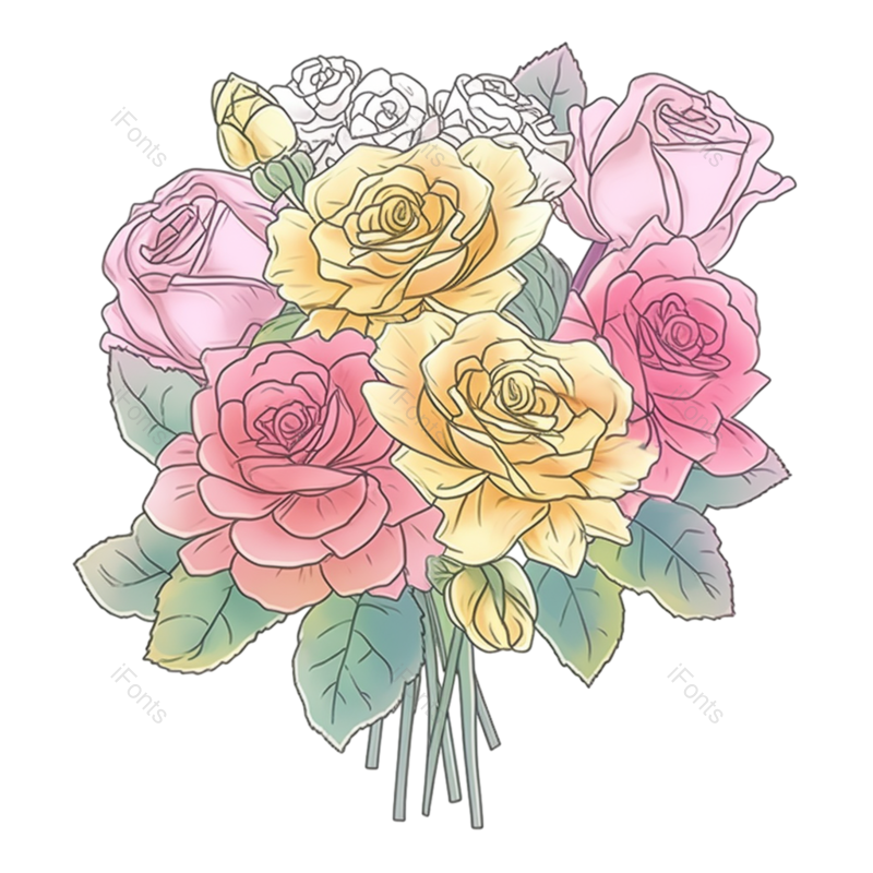 花朵素材图片,花束元素,绿色叶子PNG,新娘捧花免抠素材
